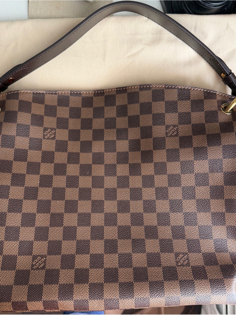 Louis Vuitton Graceful PM Brown Damier Shoulder Bag with Red Interior - Picture 12 of 16